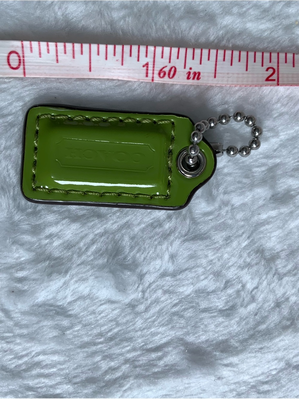 COACH Lime Green Patent Leather Key Fob with Ball Chain (1)